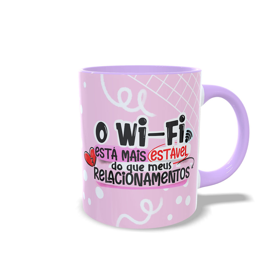 Miniatura: Caneca Personalizada "Wifi Mais Rosa" - Alça Colorida