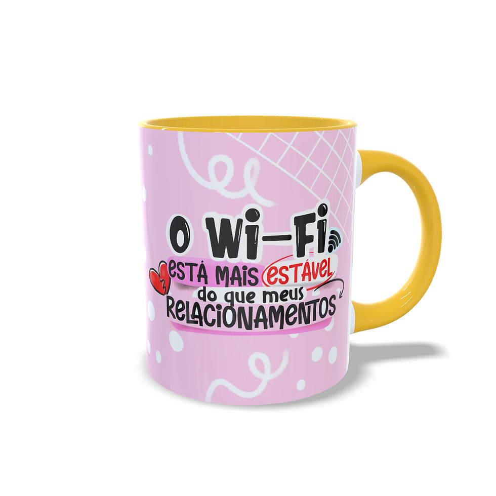 Miniatura: Caneca Personalizada "Wifi Mais Rosa" - Alça Colorida