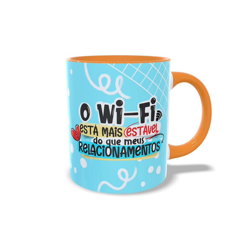 Miniatura: Caneca Personalizada "Wifi Mais Azul" - Alça Colorida