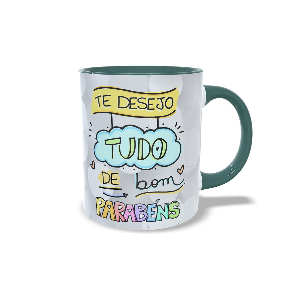 Caneca Personalizada "Te desejo tudo de bom" - Alça Colorida