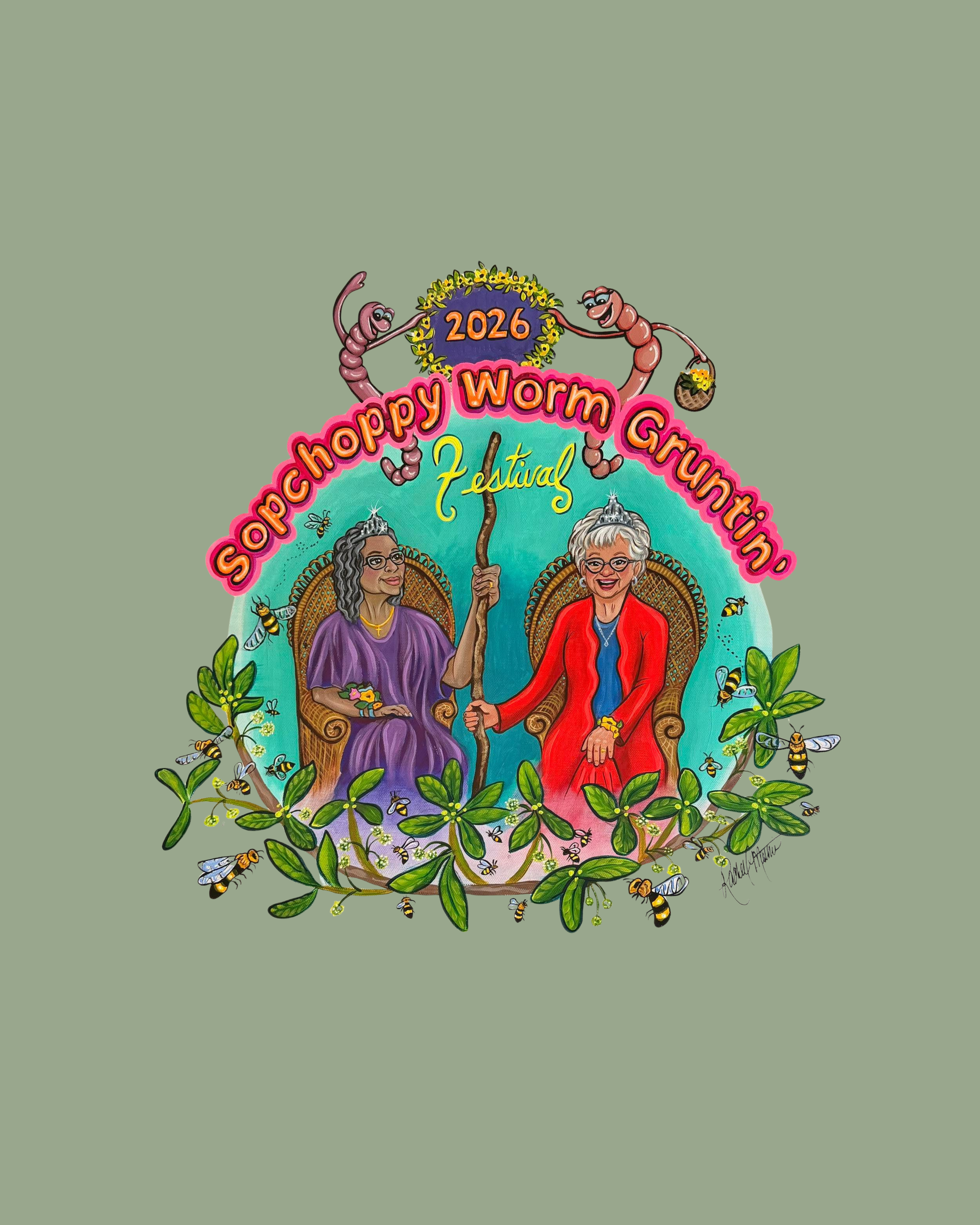 2026 Worm Gruntin' Festival Shirts (SAGE)