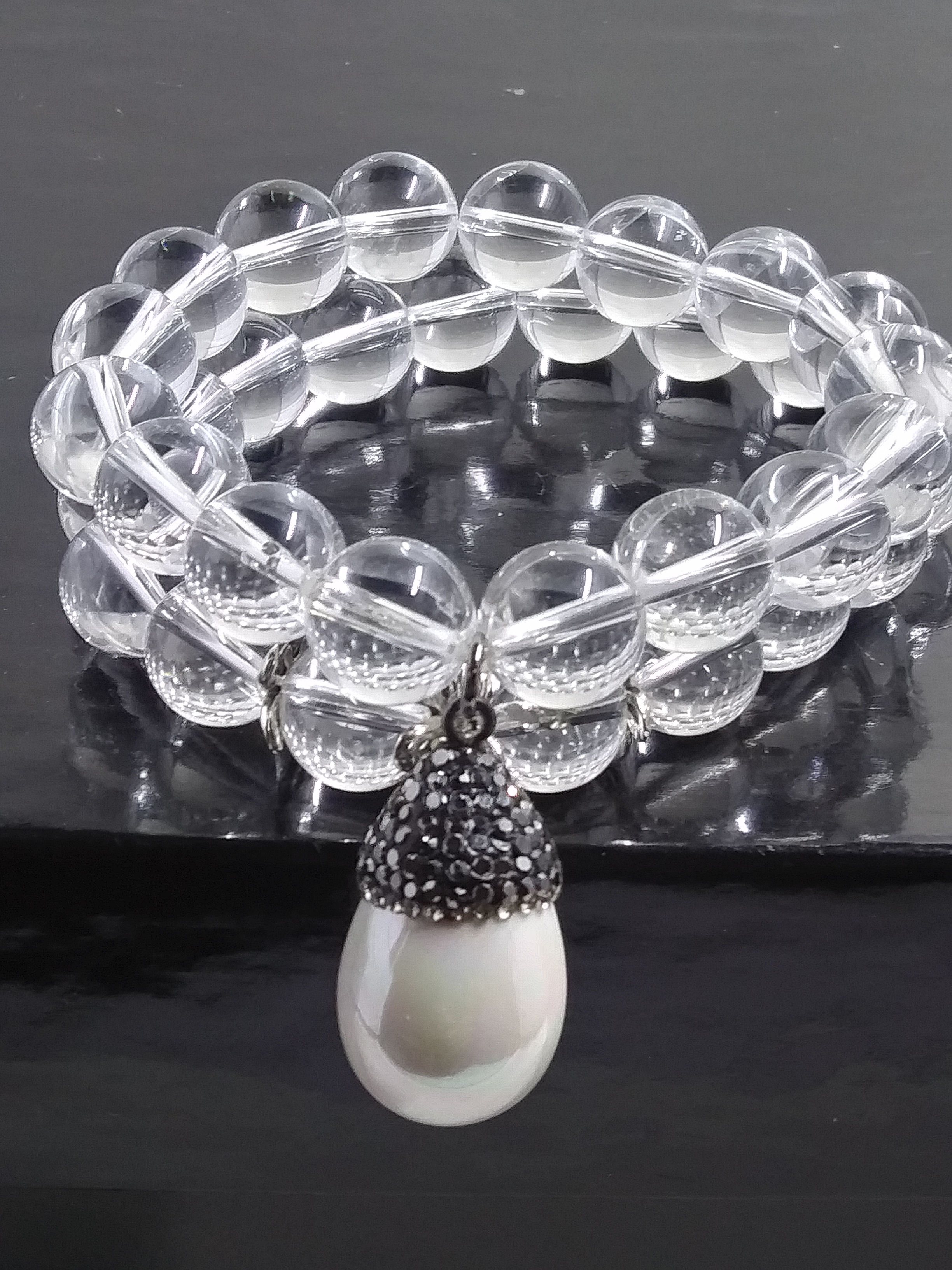 Crystal quartz stretch bracelet