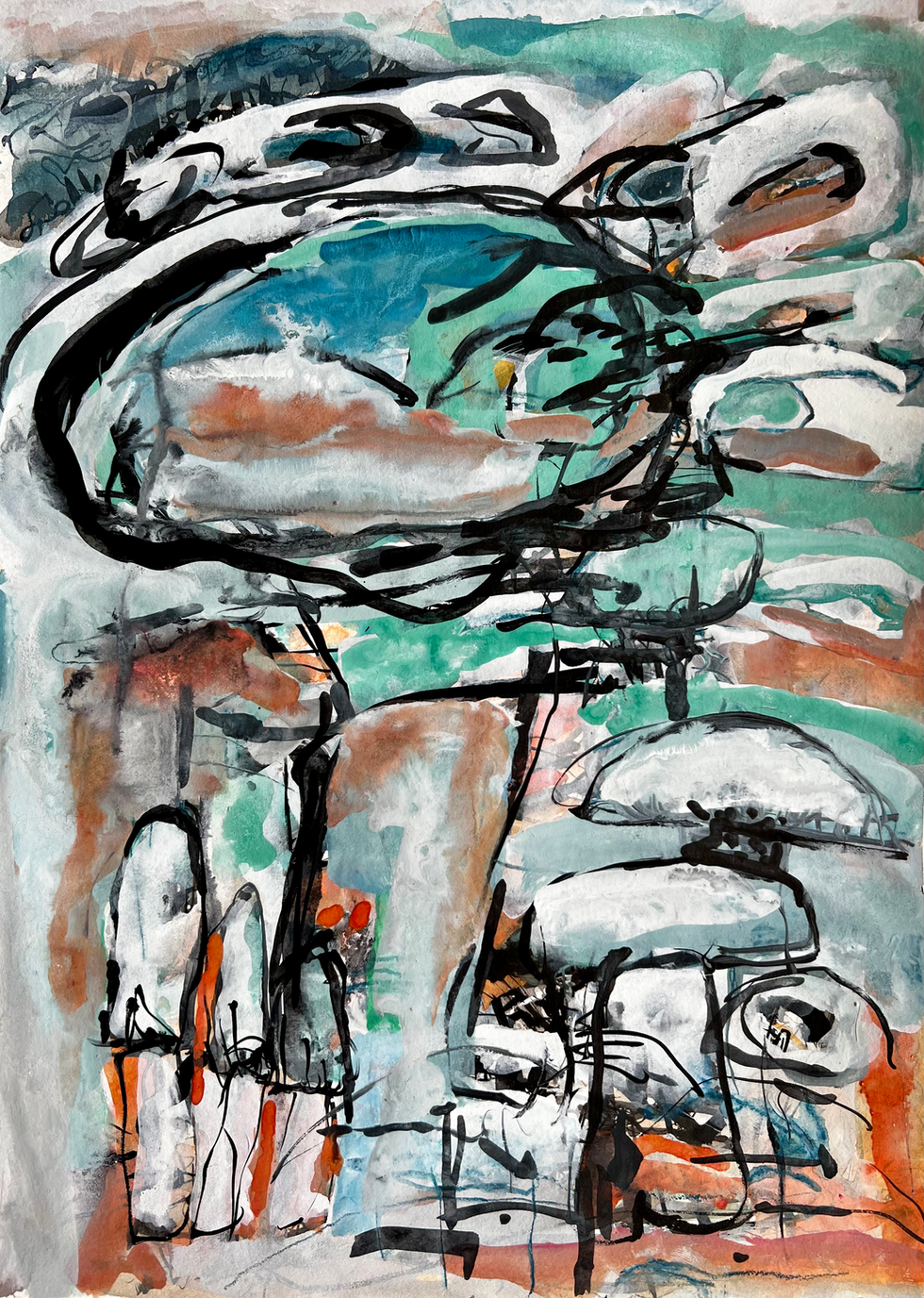 False Parasol (Gouache and ink on paper 11X14)