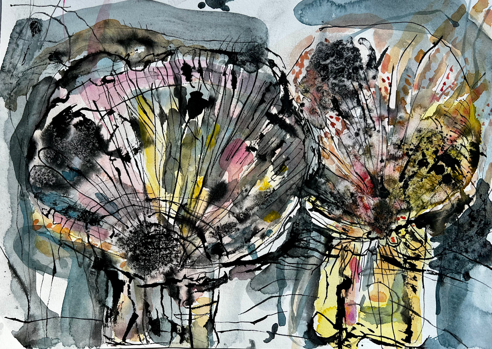 False Parasol #2 (Gouache and ink on paper 11X14)