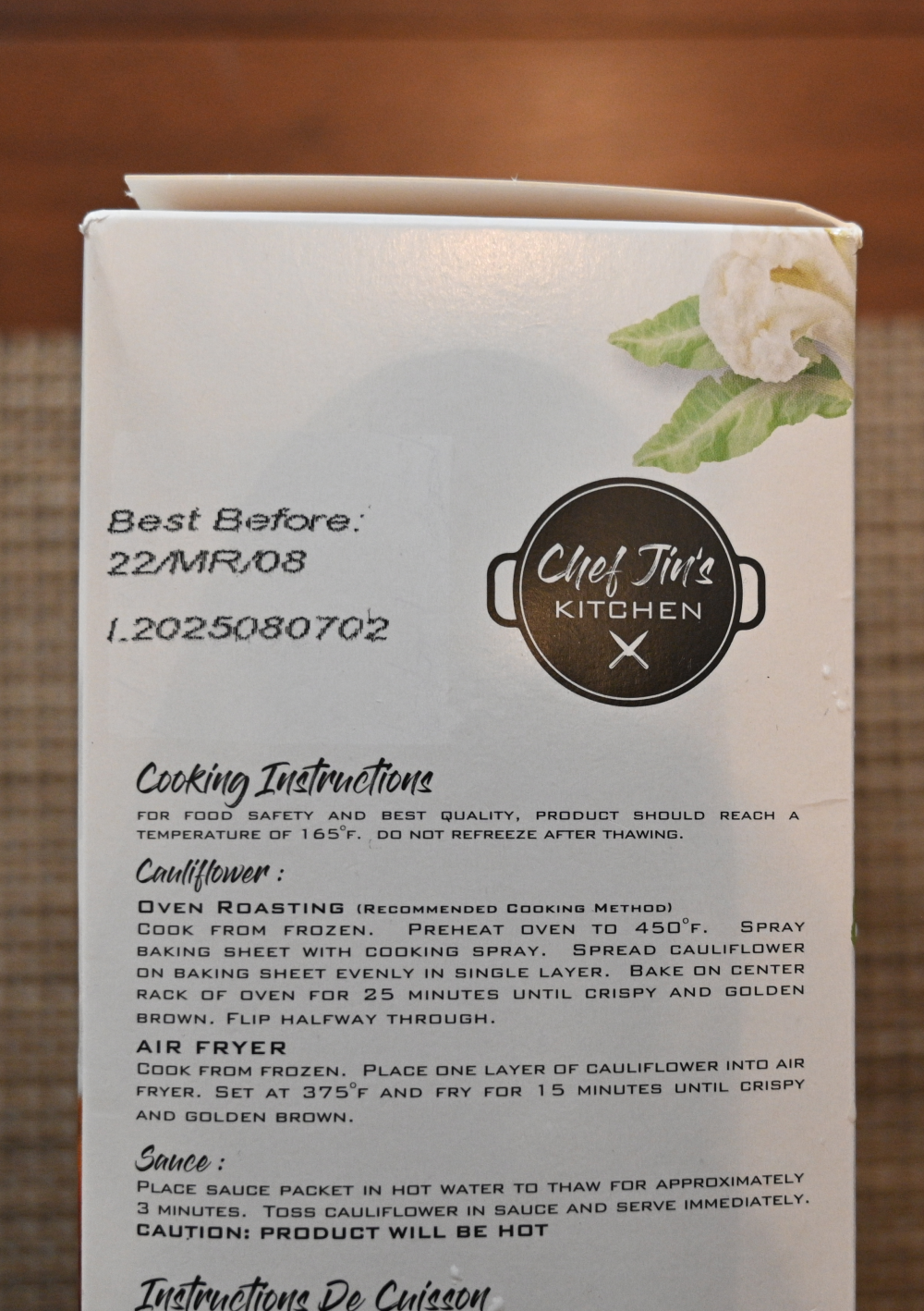 Costco Chef Jin's Kitchen Tempura Cauliflower Cooking Instructions