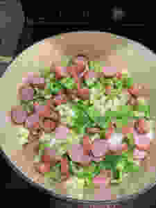 Jambalaya Using Costco Freybe Sausages and Kirkland Signature Boneless Skinless Chicken Thighs