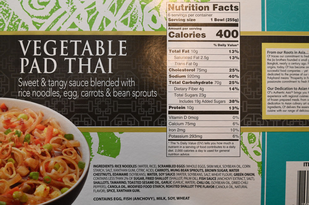 Nutrition Facts Pad Thai