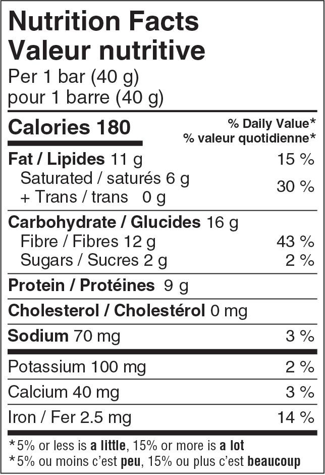 Hungry Buddha Coconut Cocoa Keto Bar Nutrition