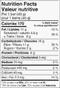 Hungry Buddha Chocolate Chip Keto Bar Nutrition