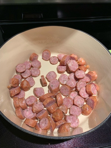 Jambalaya Using Costco Freybe Sausages and Kirkland Signature Boneless Skinless Chicken Thighs