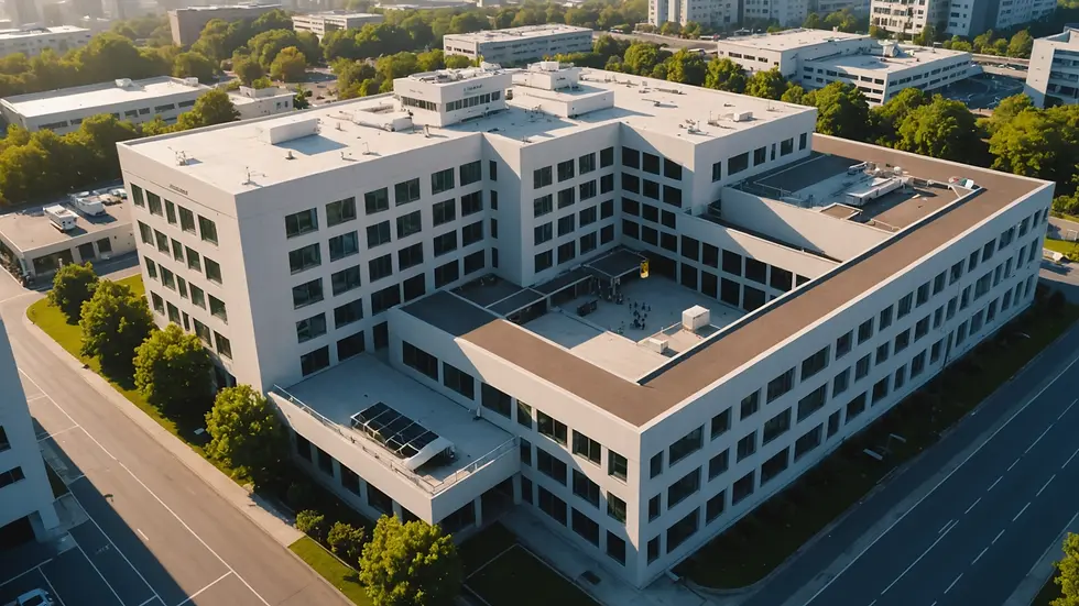 High angle view of a hospital building