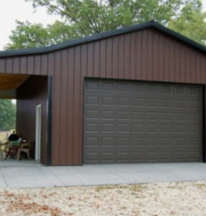 brown garage built by local contractor near milford michigan