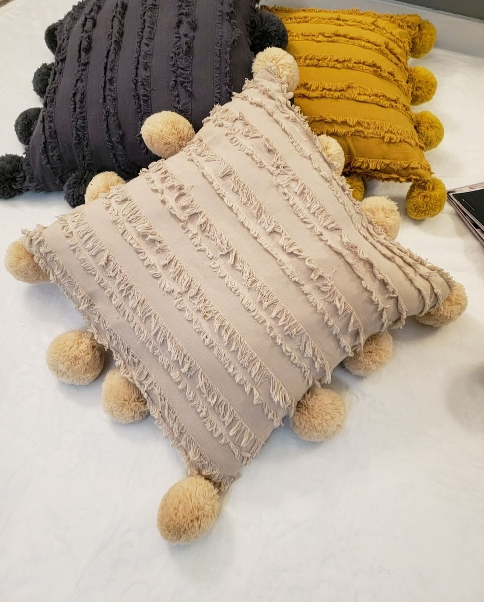 Thumbnail: Frayed Pom-Pom accent pillow covers