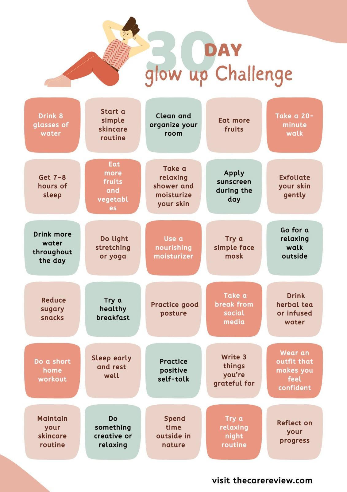 30- Day Glow-up Challenge Checklist