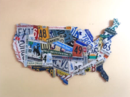 Batch work Style License Plate Map with all 50 States