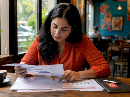 Businesswoman reviewing signage platform alternatives