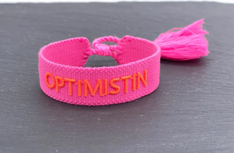Miniatyrbild: OPTIMISTIN uttalande armband vävt, broderat framsida