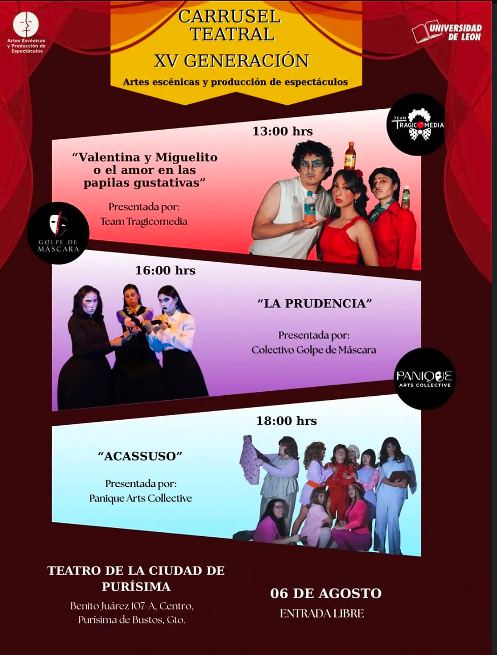 Carrusel Teatral: Estudiantes presentan tres obras en su temporada de agosto