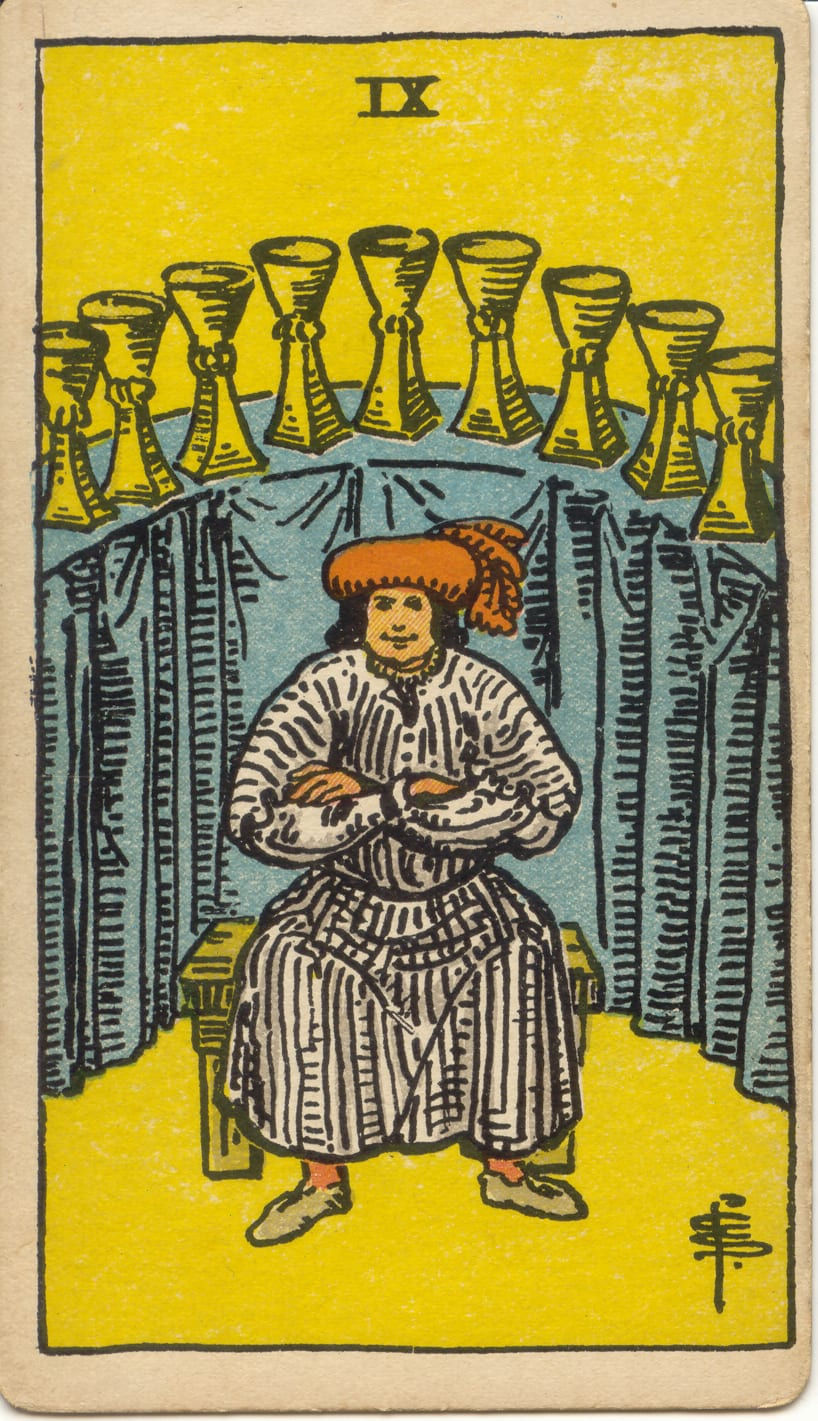   Carta 9 de Copas no Tarô de Rider Waite Smith
