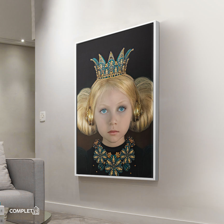 Miniatura: Quadro Menina Rosa 2019 Olhos Azuis Fones Dourados