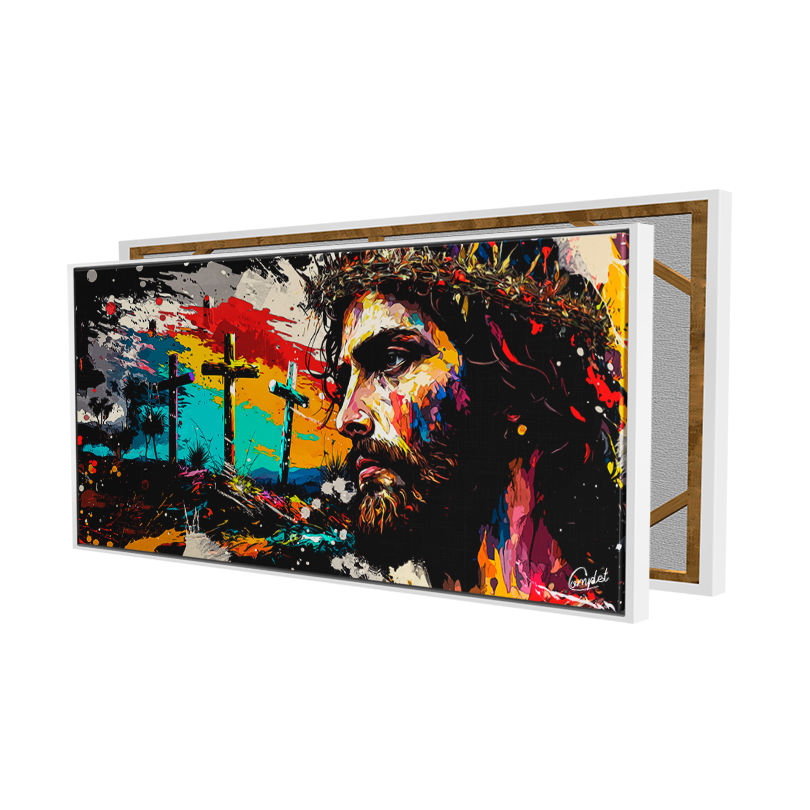 Miniatura: Quadro Jesus Geométrico Cristo Colorido