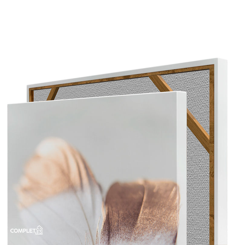 Miniatura: Quadros Penas Brancas Com Detalhes Dourados