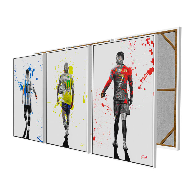 Miniatura: Quadros Lendas Do Futebol Pintura Messi Neymar e Cristiano Ronaldo