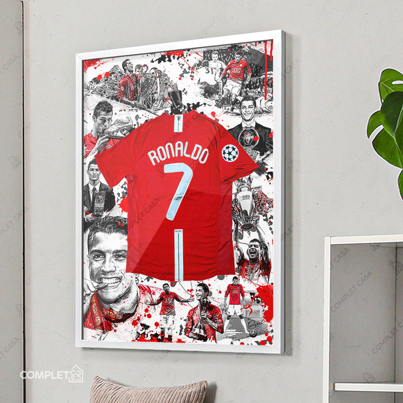 Miniatura: Quadro Camisa 7 Cristiano United 2008-09 Arte Pintura Vermelha