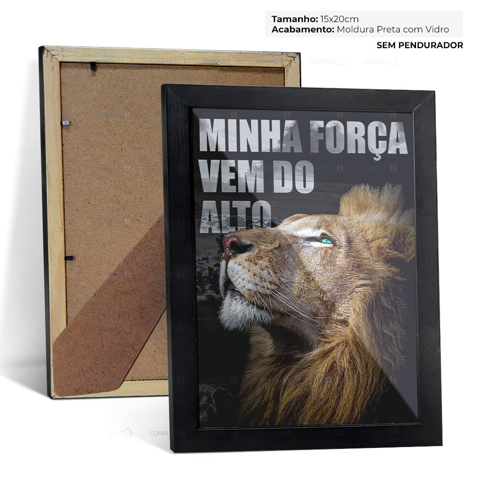 Miniatura: Quadro Leão Motivacional Minha Força vem do Alto