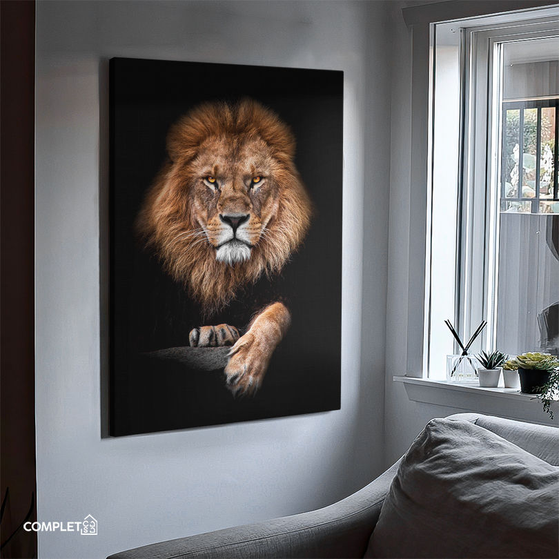 Miniatura: Quadro Leão Imponente Fundo Preto