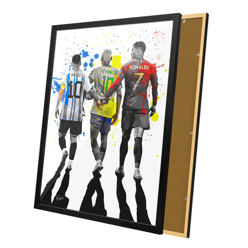 Quadro Lendas Do Futebol Neymar Messi E Cristiano Ronaldo Complet