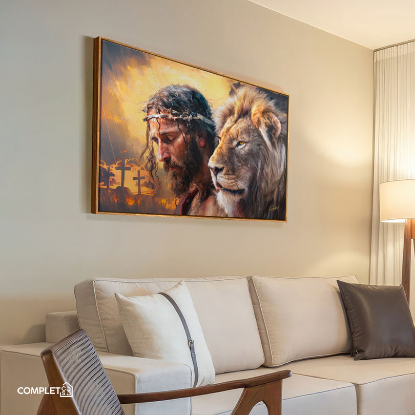 Miniatura: Quadro Pintura Jesus o Leão da Salvação
