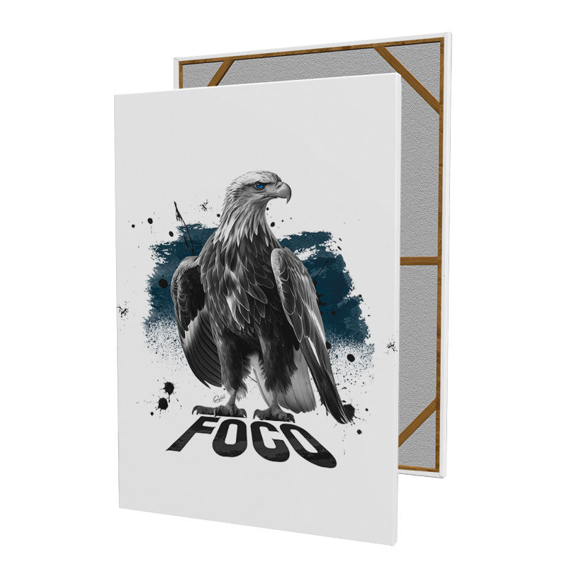 Miniatura: Quadro Desenho Águia Foco Fundo Branco