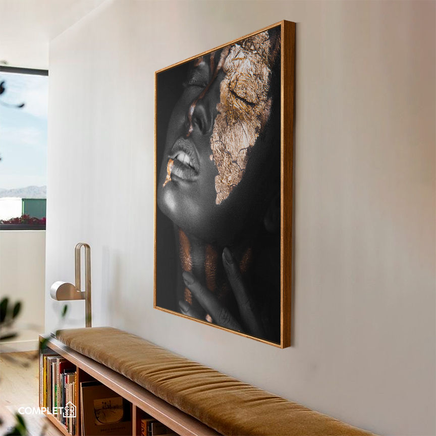 Miniatura: Quadro Mulher Negra Ouro Preto e Dourado
