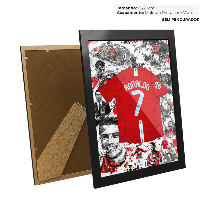 Miniatura: Quadro Camisa 7 Cristiano United 2008-09 Arte Pintura Vermelha