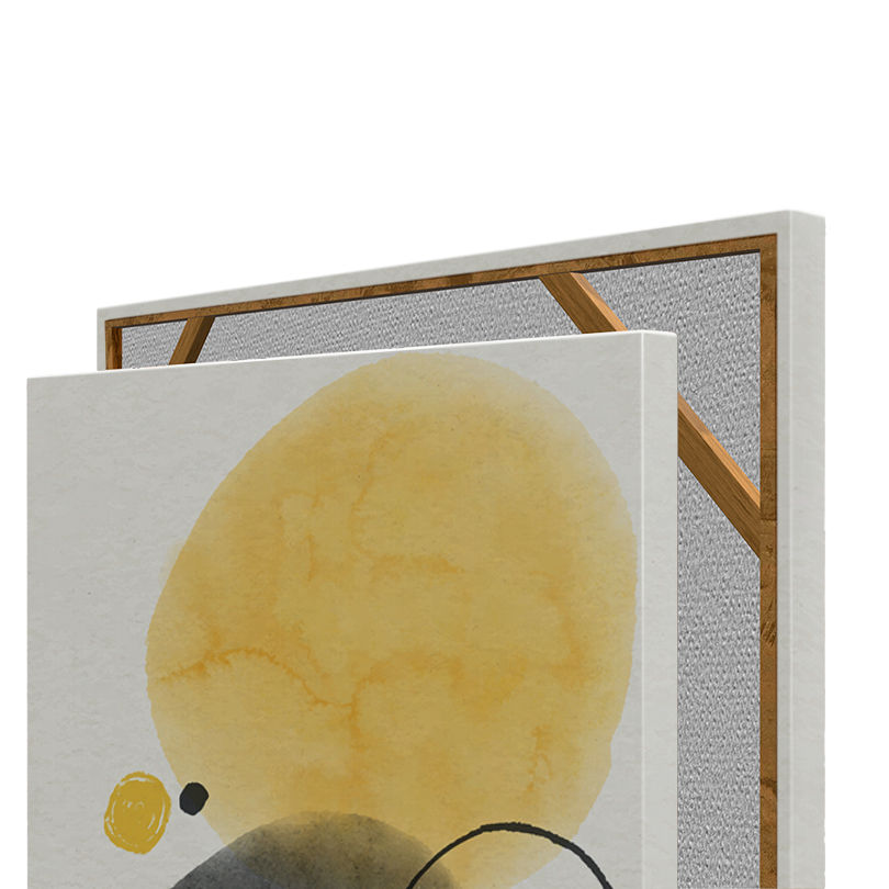Miniatura: Quadro Círculos Abstratos Preto e Amarelo