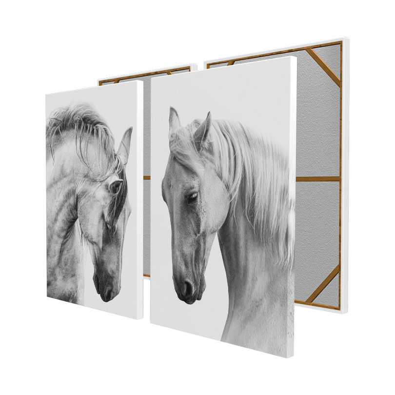 Miniatura: Quadros Desenho Preto e Branco Cavalo e Égua