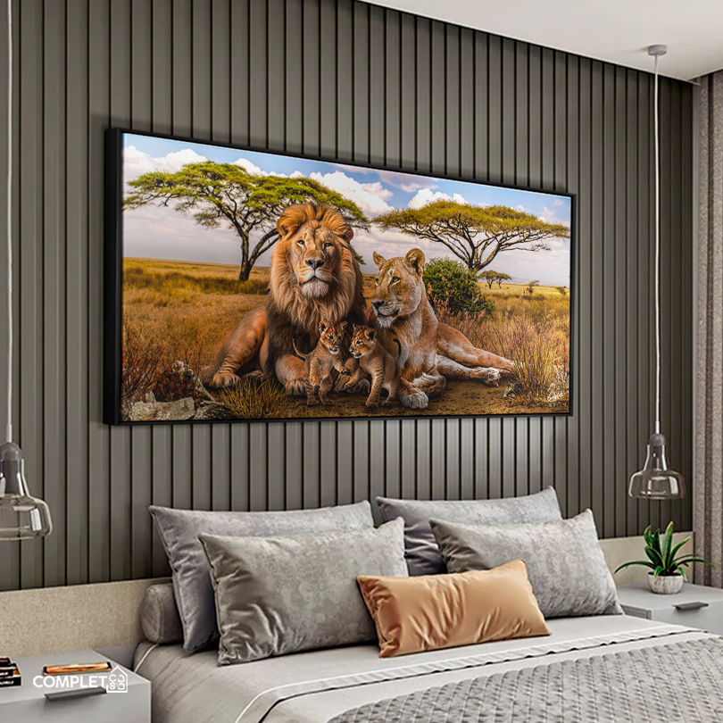 Miniatura: Quadro Família de Leões Savana