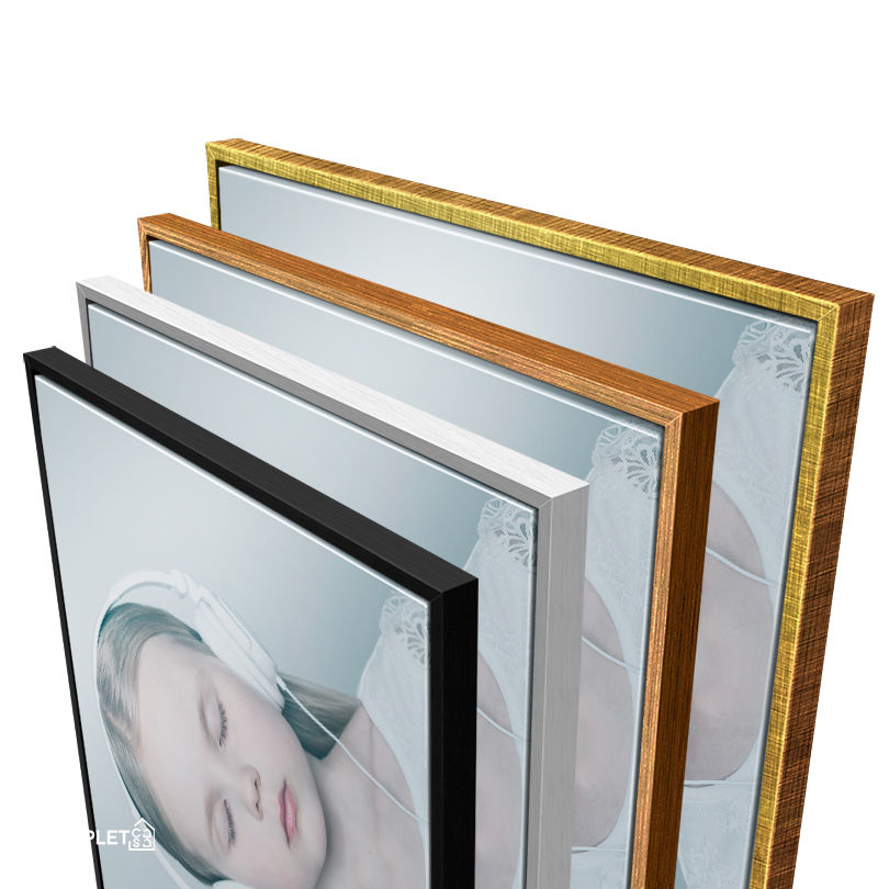 Miniatura: Quadro Menina com Fone Ruído Branco e Olhos Fechados
