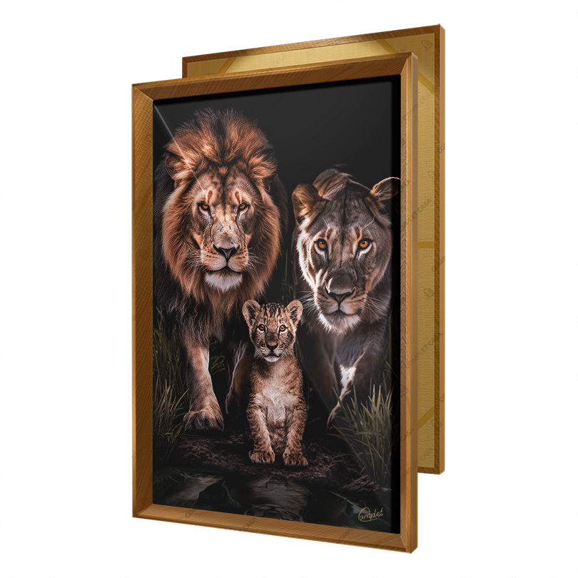 Miniatura: Quadro Família de Leões Protetores