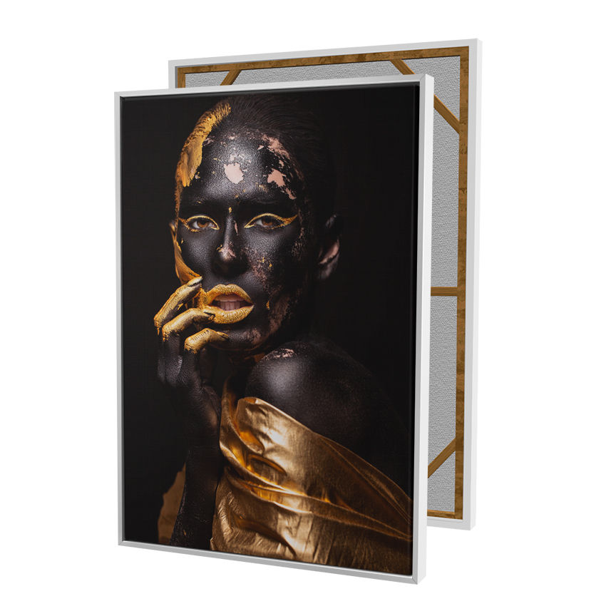 Miniatura: Quadro Mulher Tinta Preta e Dourado