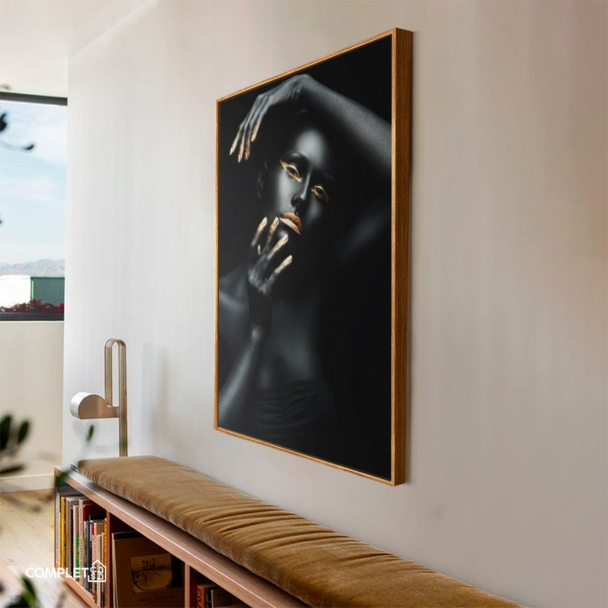 Miniatura: Quadro Mulher Negra Maquiagem Dourada