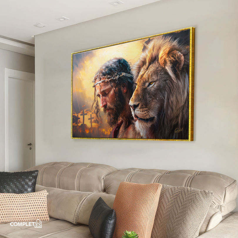 Miniatura: Quadro Pintura Jesus o Leão da Salvação