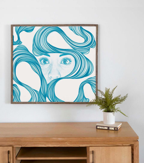 Obra de arte em canvas nas técnicas Line-art e pontilhismo