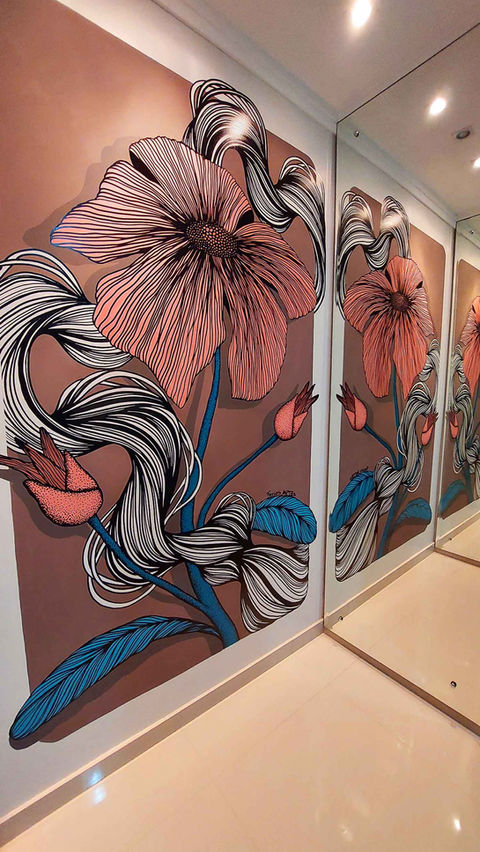 Arte mural para lavabo residencial