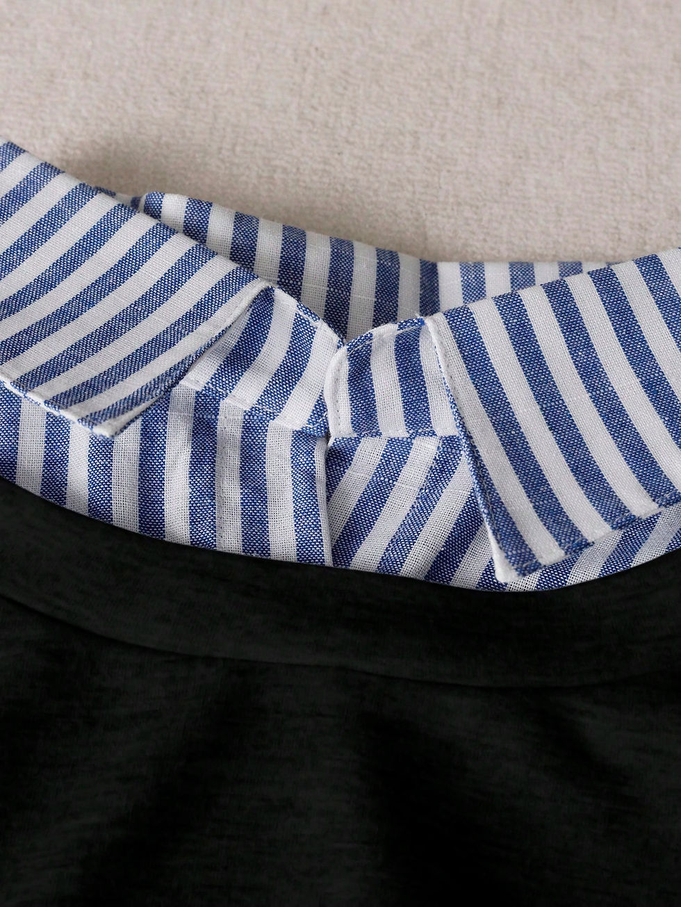 Thumbnail: Elenzga Fashionable Casual Linen Striped Patchwork Turndown Collar Sweatshirt, 