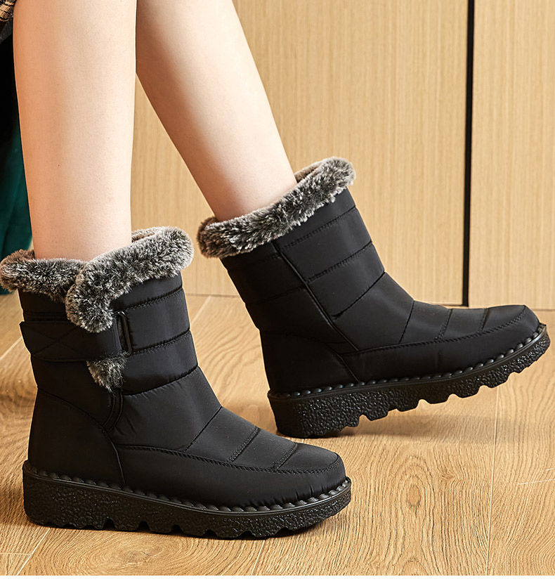 Thumbnail: Women Waterproof Snow Boots with Fur Trend Winter Shoes Boots Ankle Low Heels