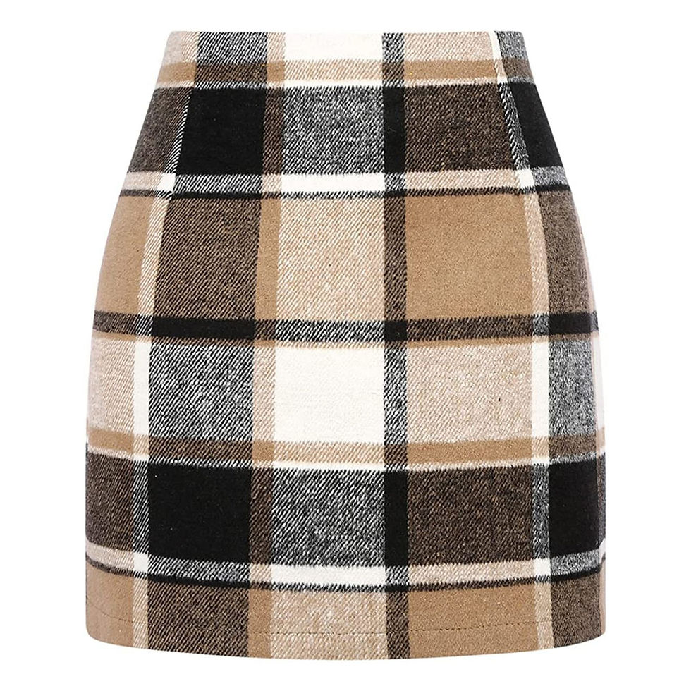 Thumbnail: Plaid Half Length Skirt Women A-Line Solid Color High Waist Mini Tight Skirt