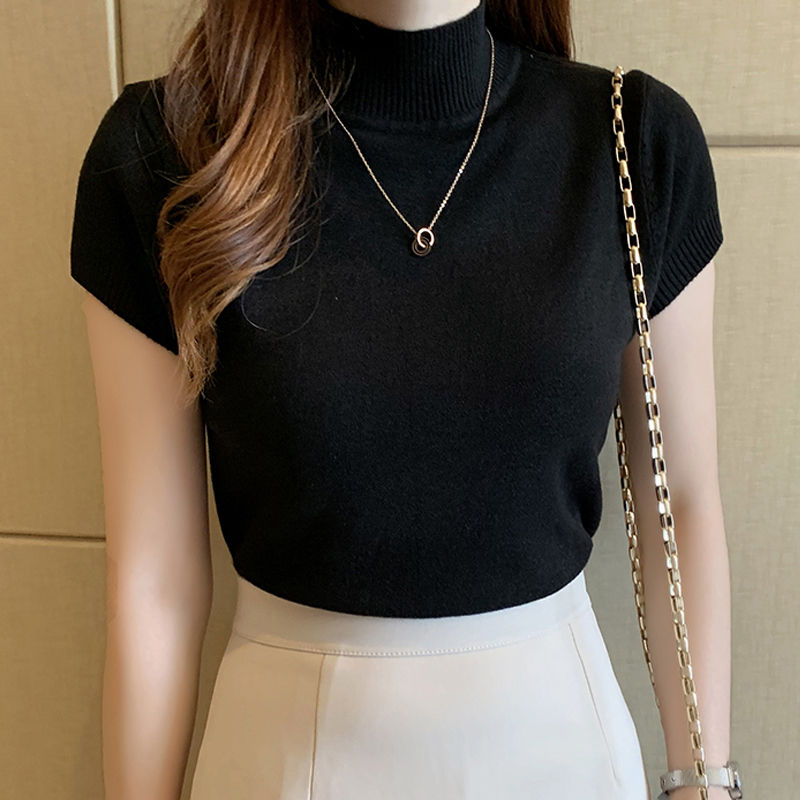 Thumbnail: Casual Women Clothing Korean Knitted Women Top Spring Summer New Solid Slim Tur