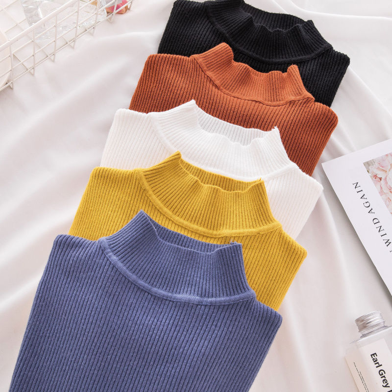 Thumbnail: Women Autumn Winter Turtleneck Sweater Knitted Soft Pullovers Cashmere Casual